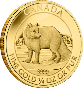 Канадская Арктическая Лиса - Песец 1/4 oz (Канада) полный размер