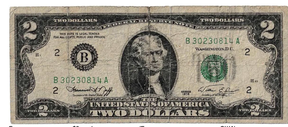 банкнота два доллара
