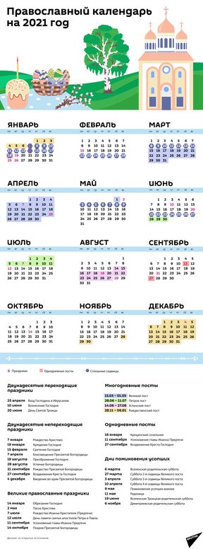 православный календарь на 2021 год